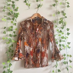 Flowy Button Up Long Sleeve Blouse